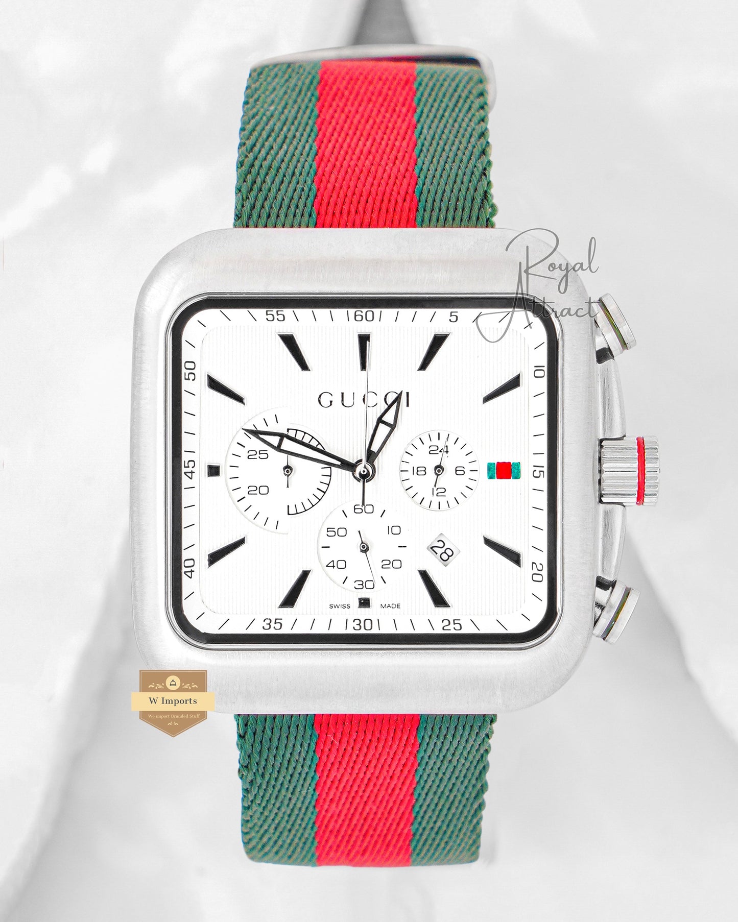 Latest Collection Chronograph Silver Matt Case With White Dial and Nylon Strap