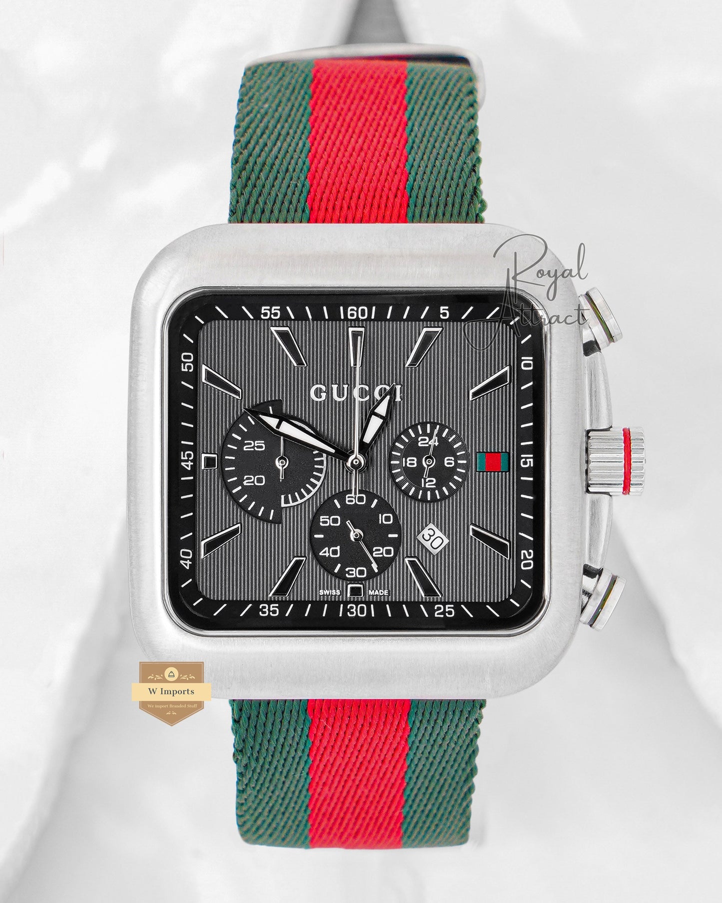 Latest Collection Chronograph Silver Matt Case With Black Dial and Nylon Strap