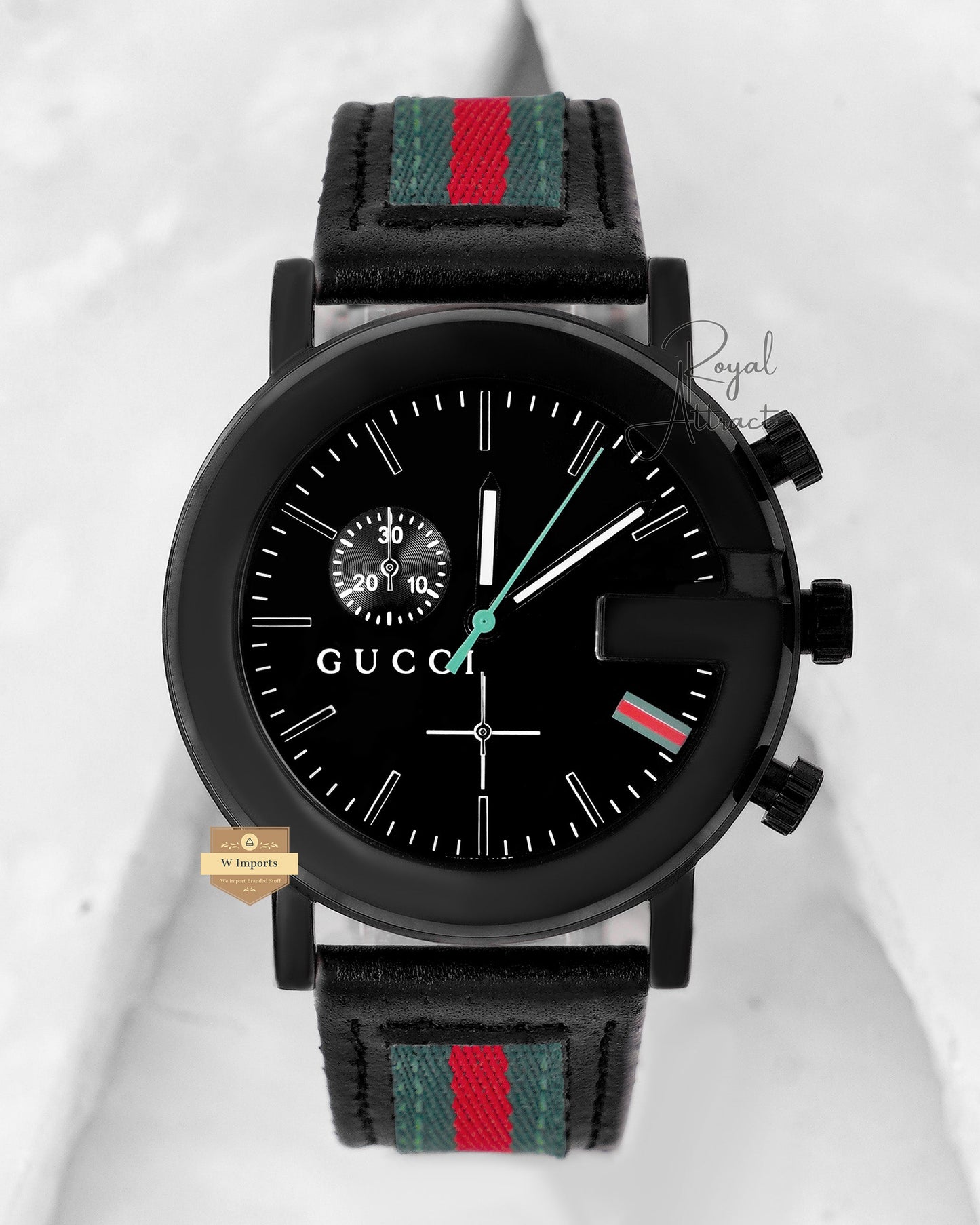Latest Collection Chronograph All Black Case With Dial And Leather Strap