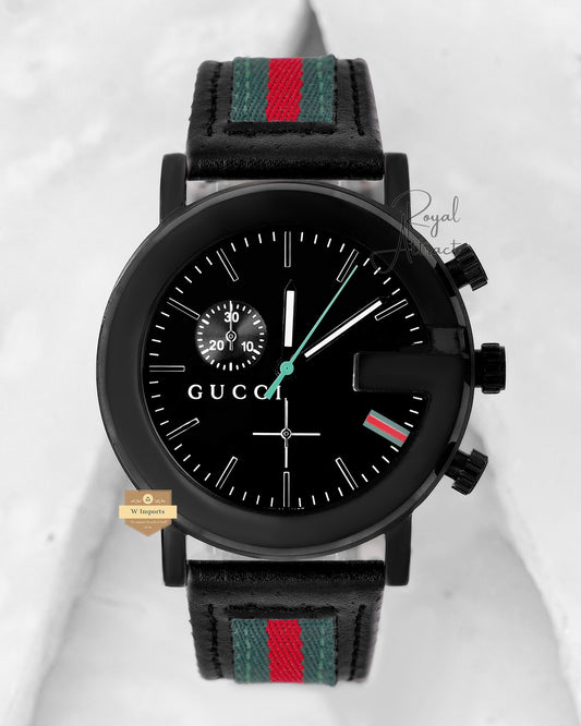 Latest Collection Chronograph All Black Case With Dial And Leather Strap