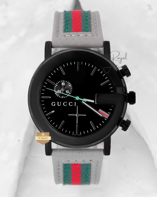 Latest Collection Chronograph All Black Case With Dial And Leather Strap