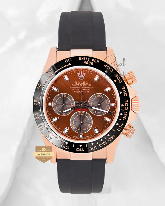Latest Collection 40 Rose Gold Case With Brown Dial With Leather Strap BP Made