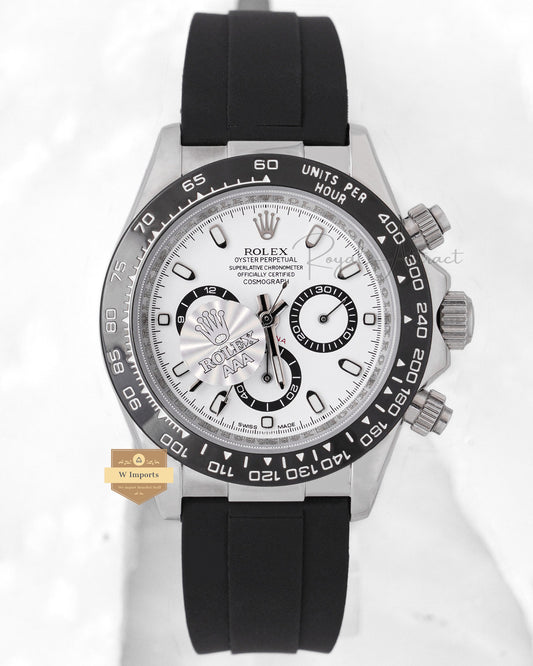 Latest Collection 40mm Silver Case With White Dial Rubber Strap Zr Factory