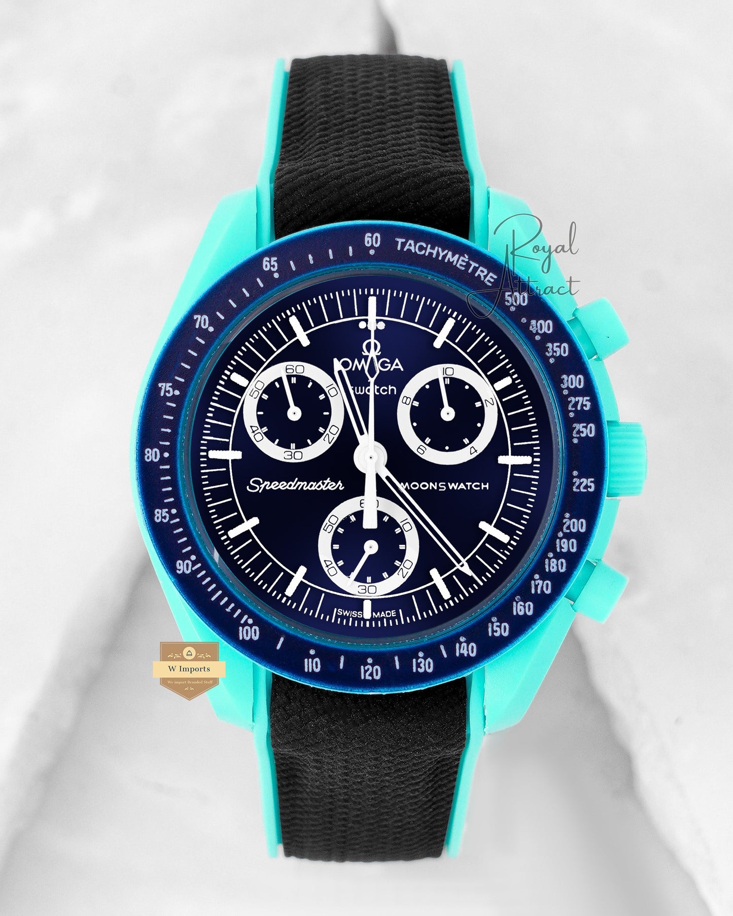 Latest Collection Chronograph Blue Matt Case With Blue Dial And Pvc Strap
