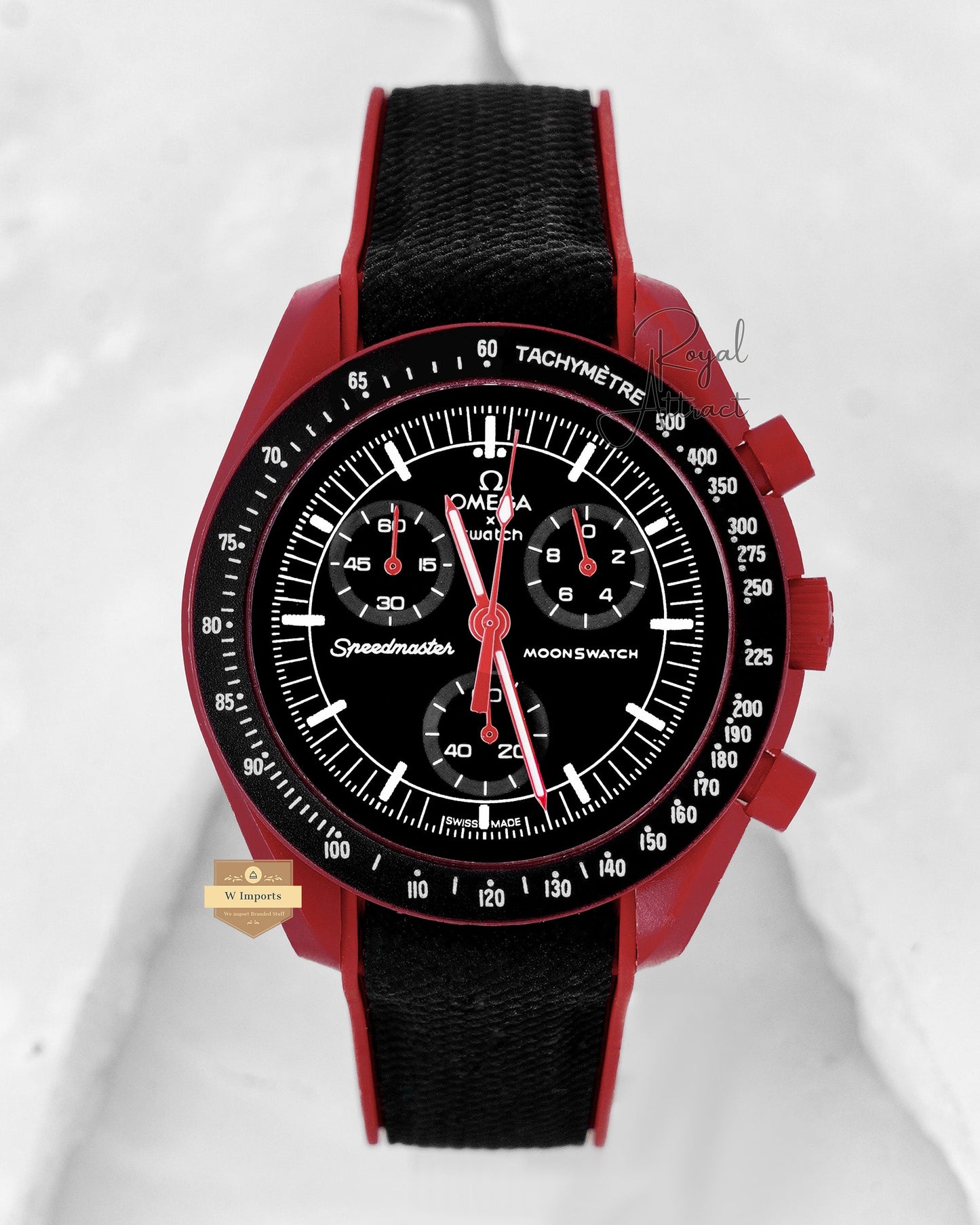 Latest Collection Chronograph Red Matt Case With Black Dial And Pvc Strap