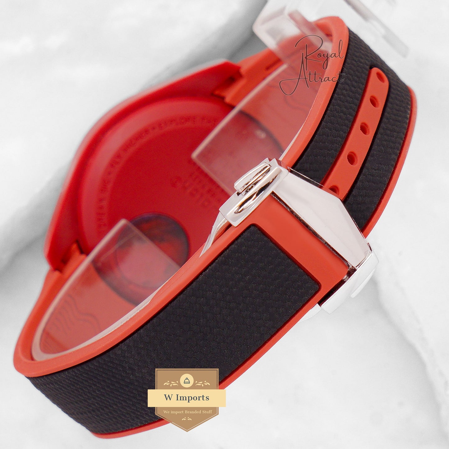 Latest Collection Chronograph Red Matt Case With Black Dial And Pvc Strap