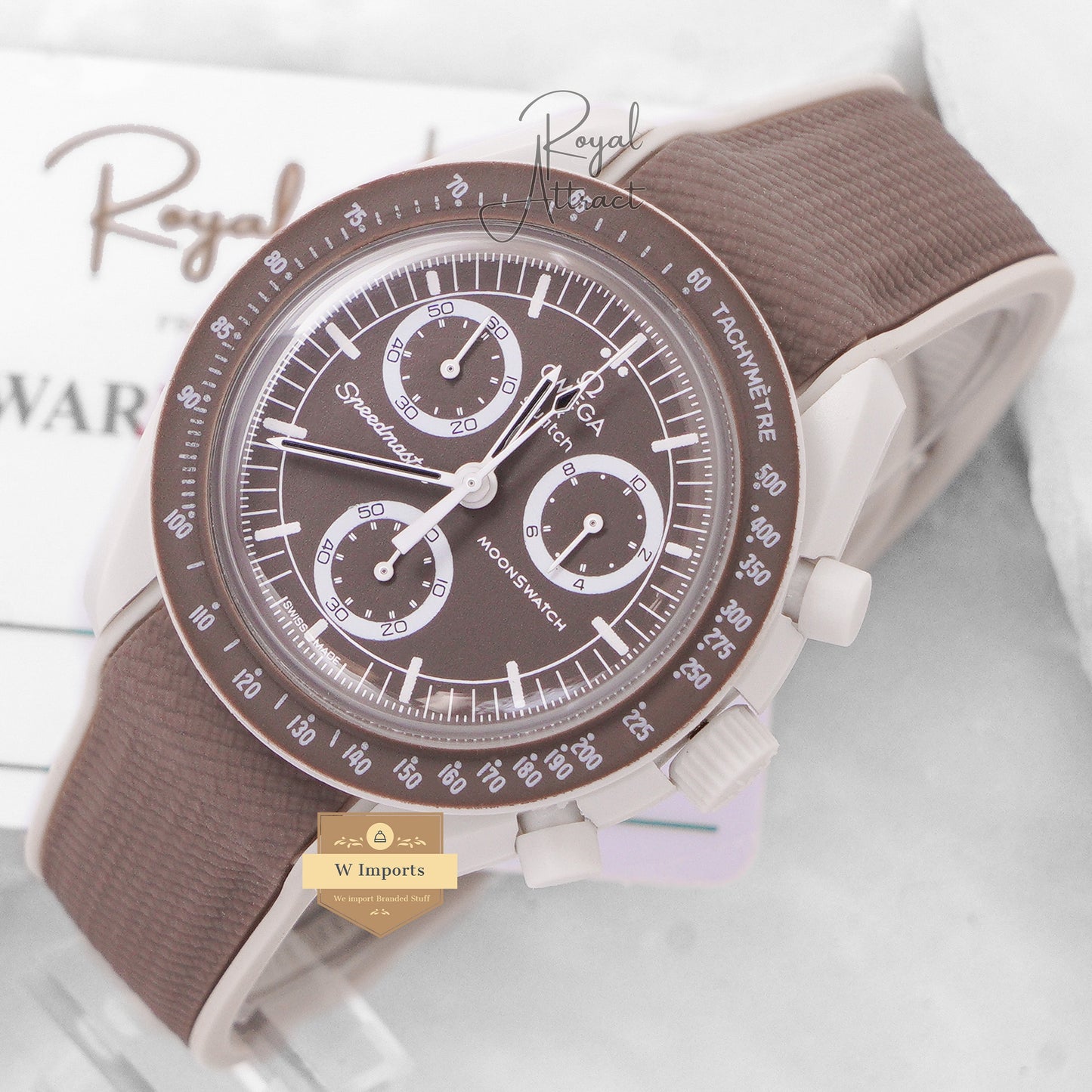 Latest Collection Chronograph Matt Case With Chocolate Brown Dial And Pvc Strap