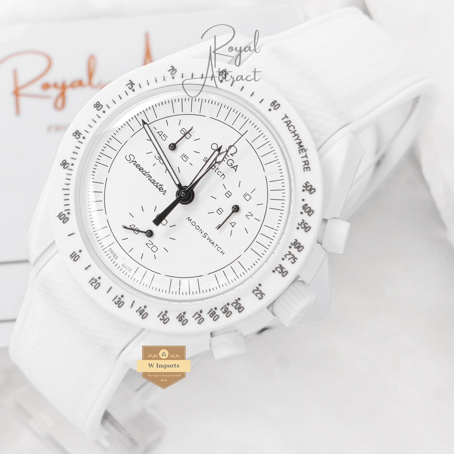 Latest Collection Chronograph All White Case With Dial And Pvc Strap