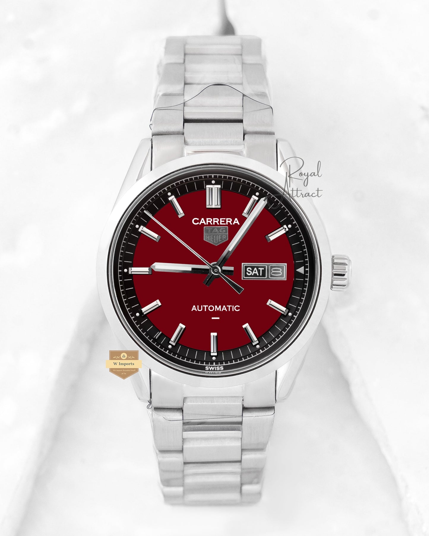 Latest Collection Silver With Maroon Dial Automatic Watch