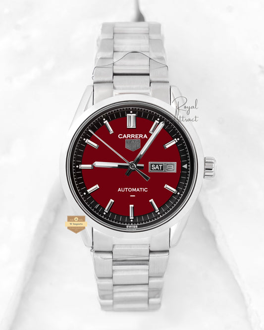 Latest Collection Silver With Maroon Dial Automatic Watch
