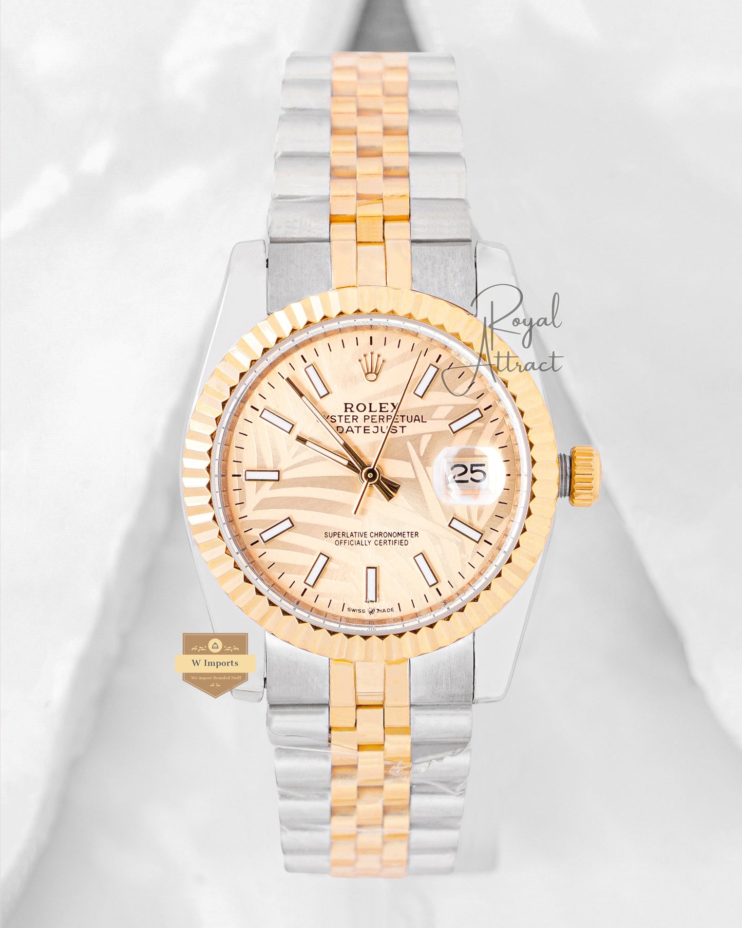 Latest Collection 36 Two Tone Yellow Gold With Golden Dial Automatic Watch Zr Factory