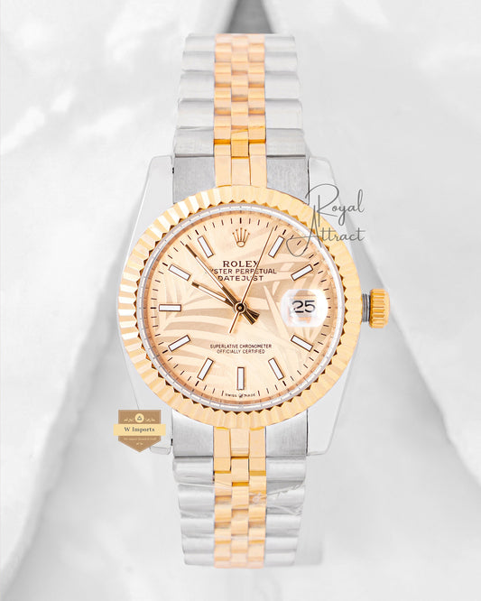 Latest Collection 36 Two Tone Yellow Gold With Golden Dial Automatic Watch Zr Factory
