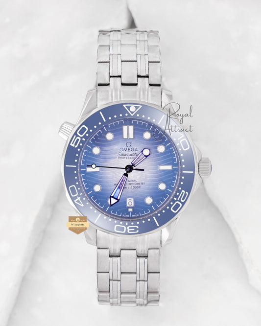 Latest Collection Silver With Blue shaded Dial & Blue bezel Automatic Watch
