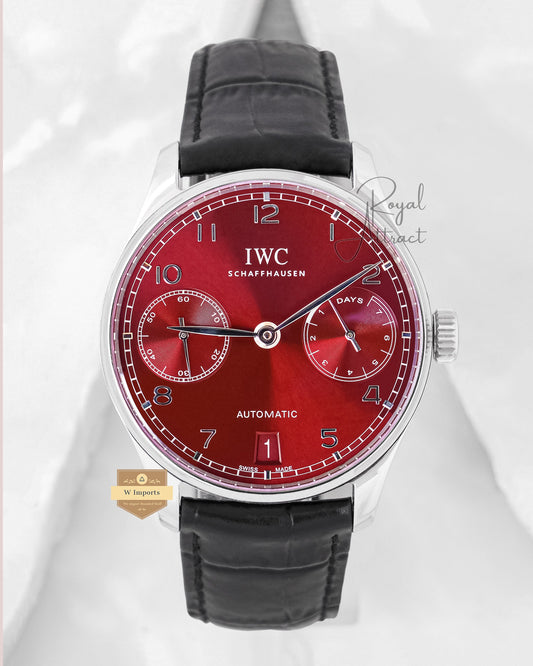 Latest Premium Collection Chronograph Silver Case With Red Dial & Leather Strap