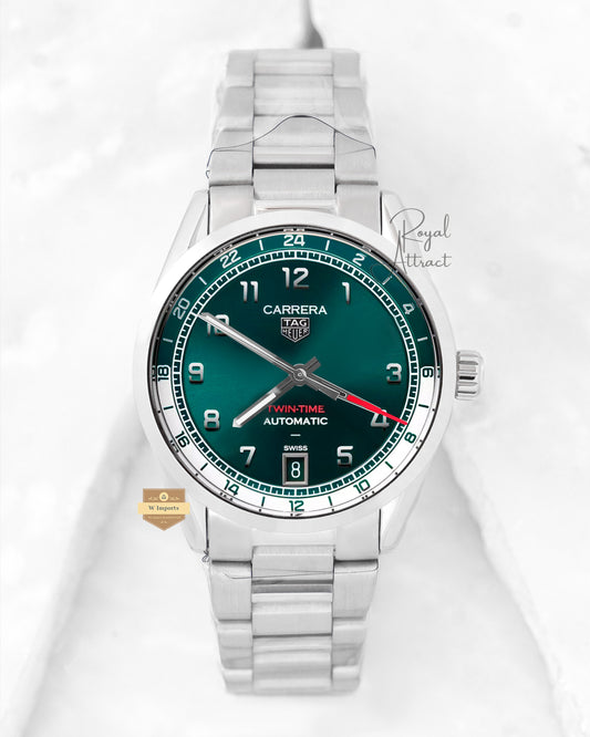 Latest Collection Silver With Sea Green Dial Rose Gold Index Automatic Watch