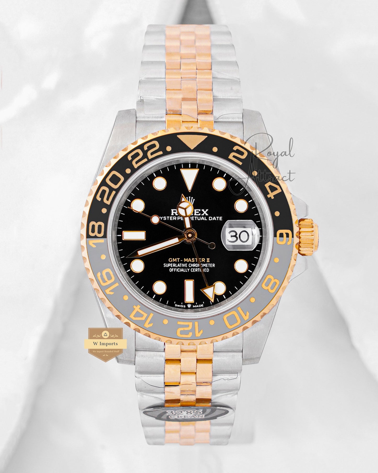 Premium Collection Gmt 40 Two Tone Yellow Gold With Black Dial & Bezel Automatic Watch Clean Made