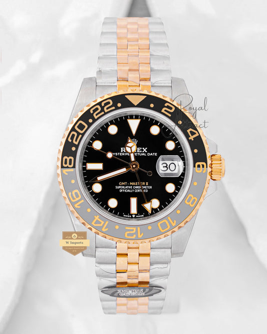 Premium Collection Gmt 40 Two Tone Yellow Gold With Black Dial & Bezel Automatic Watch Clean Made