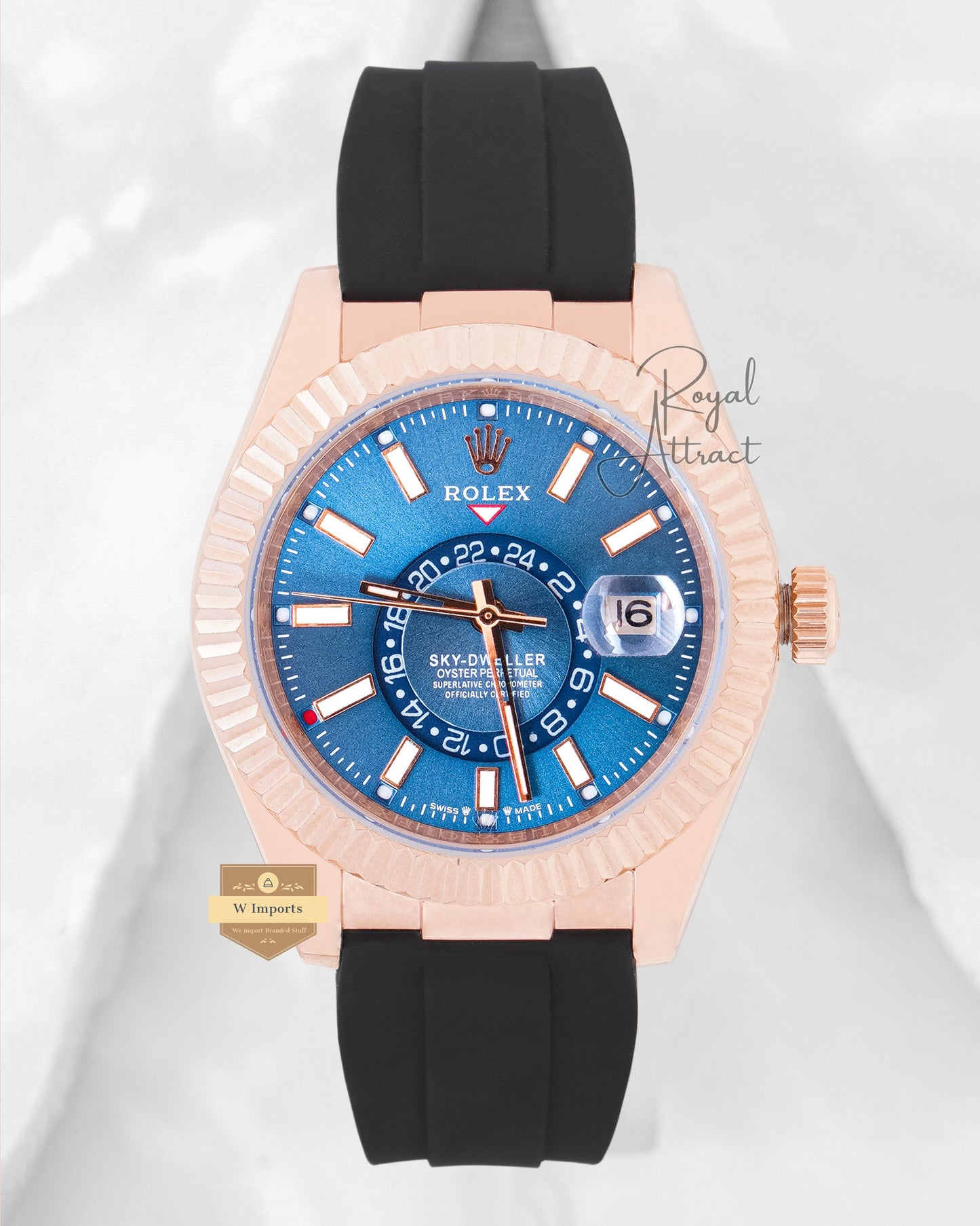 Latest Collection 42 Rose Gold Case With Blue Dial Automatic Watch V3 Factory