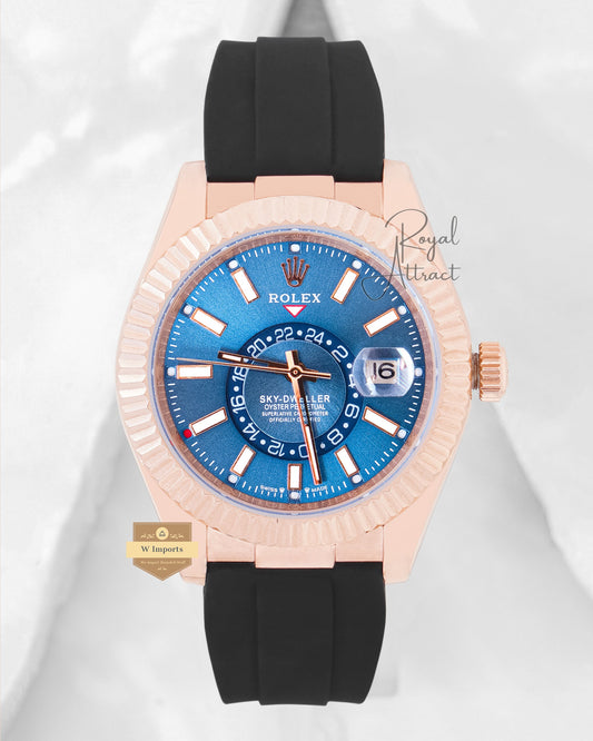 Latest Collection 42 Rose Gold Case With Blue Dial Automatic Watch V3 Factory