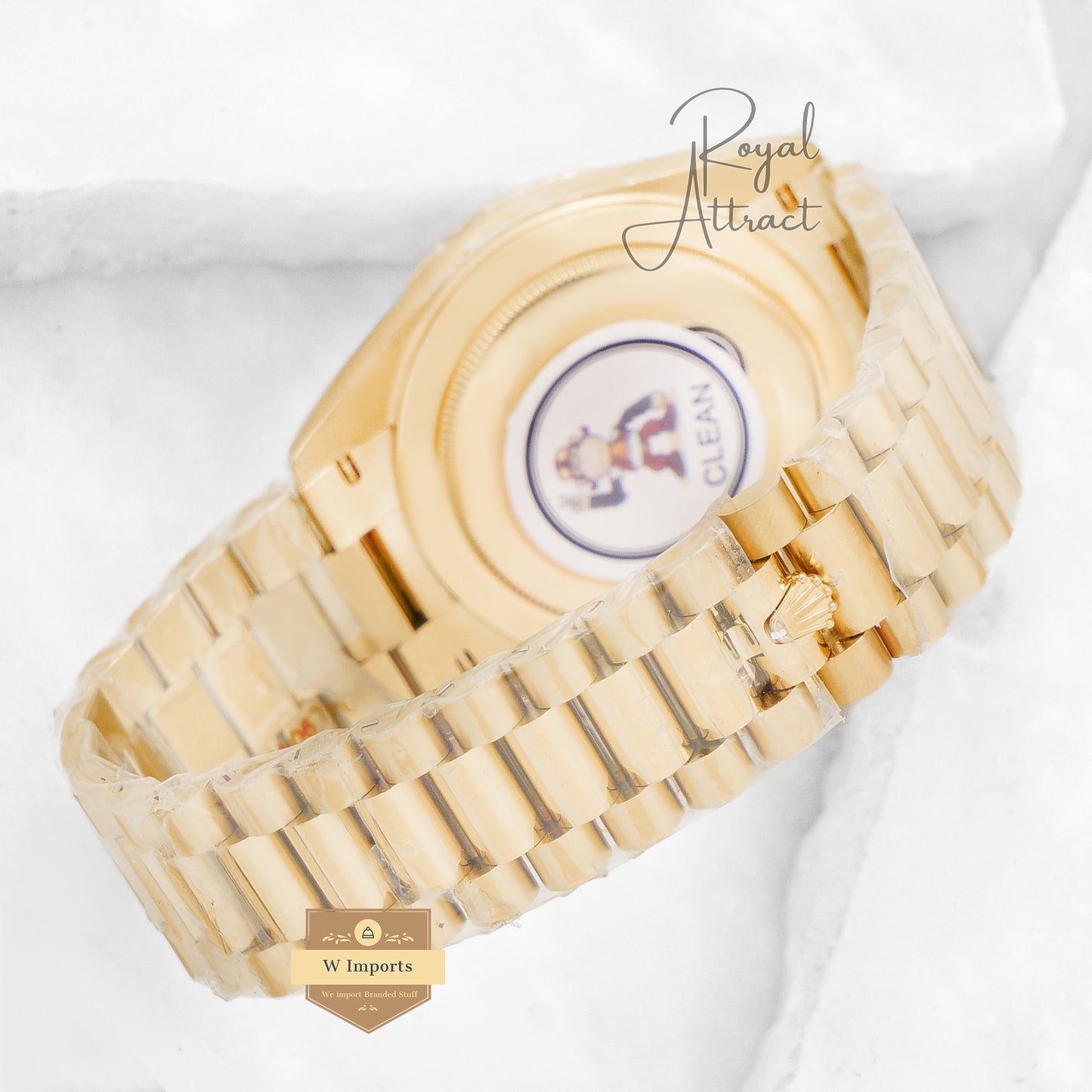 Premium Collection 40 Yellow Gold With Black Dial & Stone Bezel Automatic Watch Clean Made