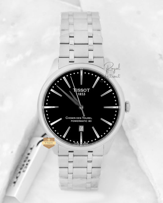 Latest Collection Silver With Black Dial Chain Watch