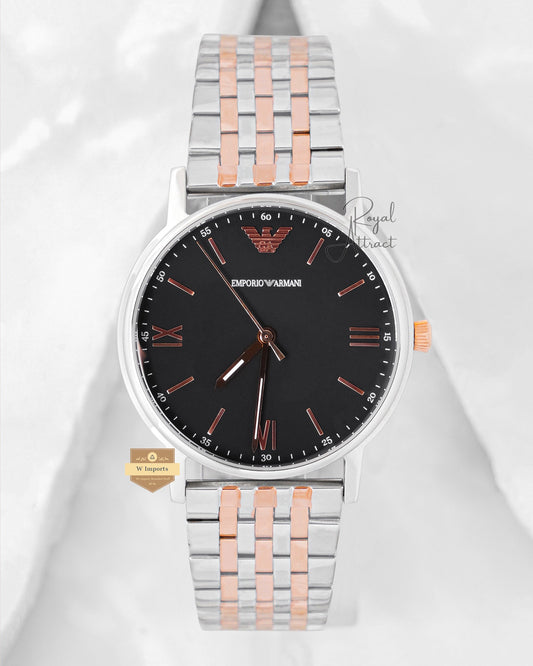 Latest Collection Classic Two Tone Rose Gold With Black Dial Chain Watch