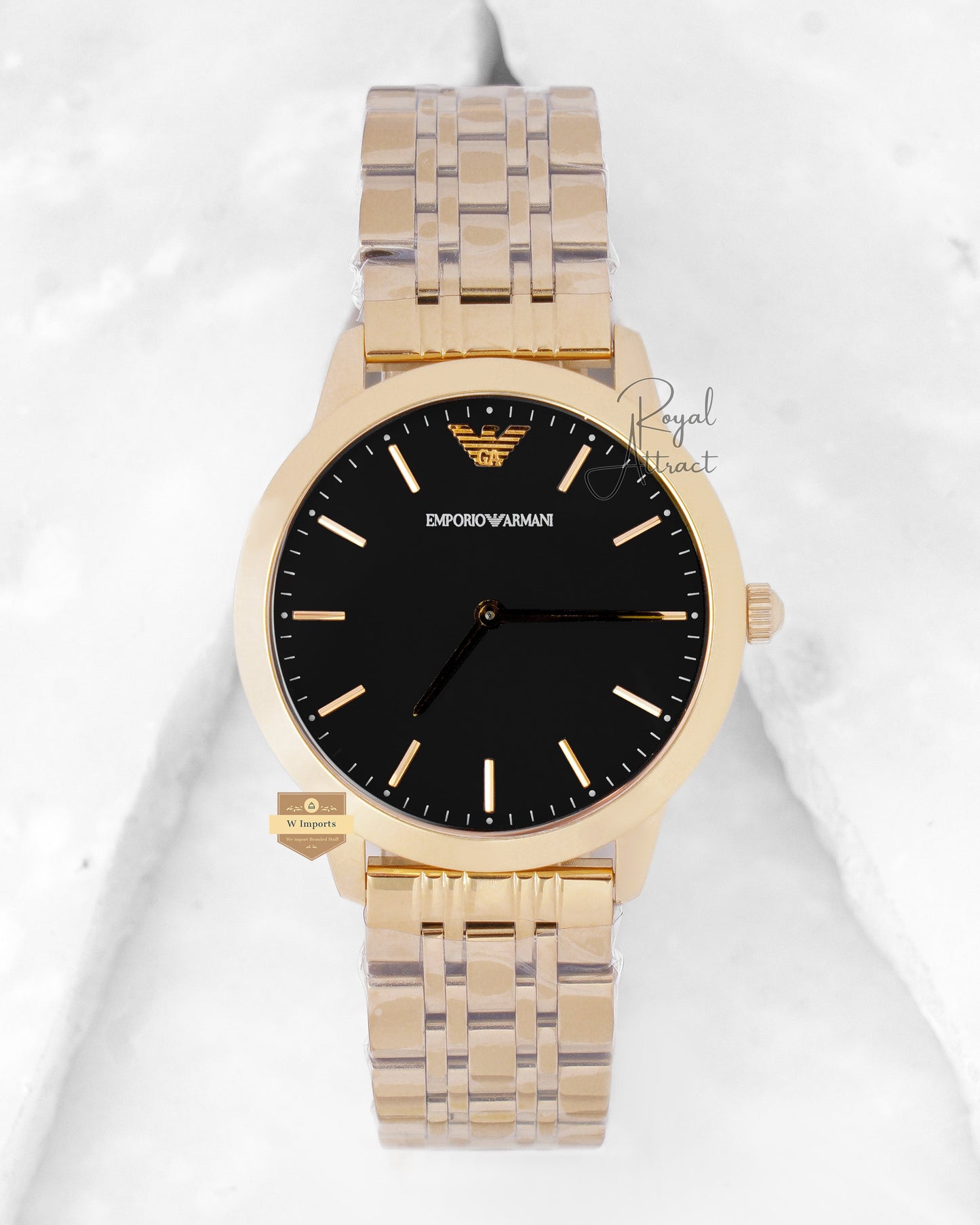 Latest Collection Classic Yellow Gold With Black Dial Chain Watch