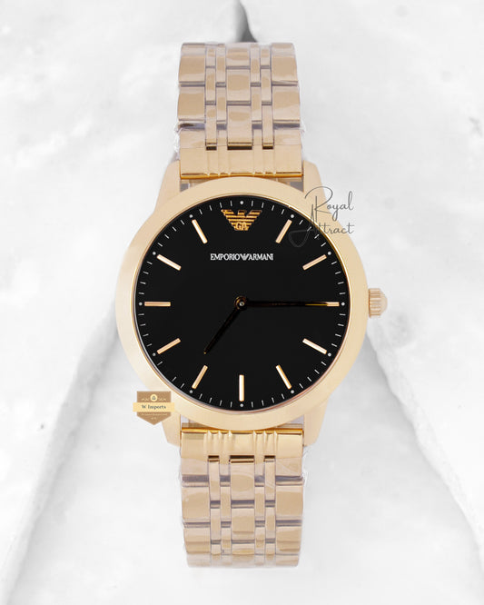 Latest Collection Classic Yellow Gold With Black Dial Chain Watch