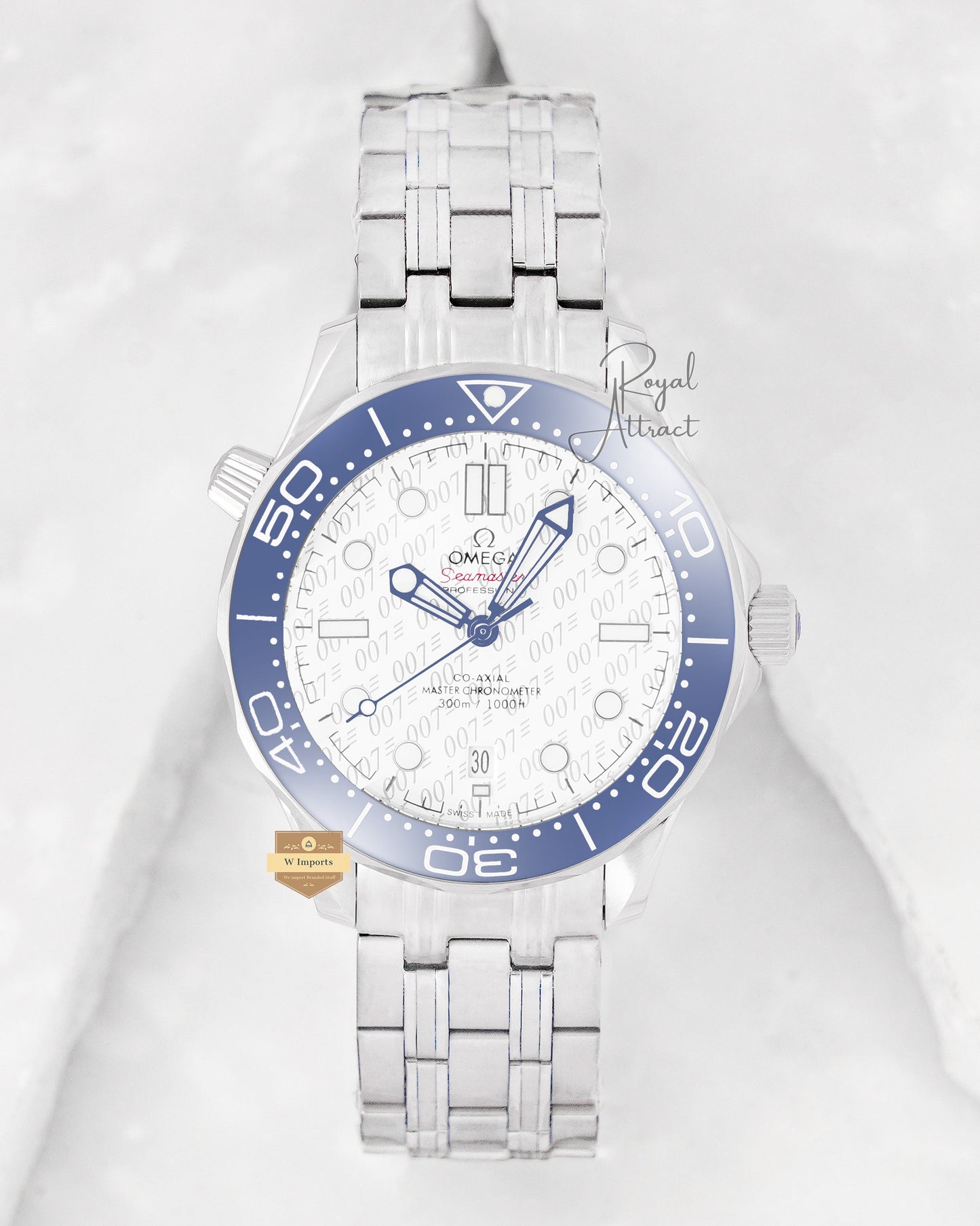 Latest Collection Silver With White Dial & Blue bezel Automatic Watch