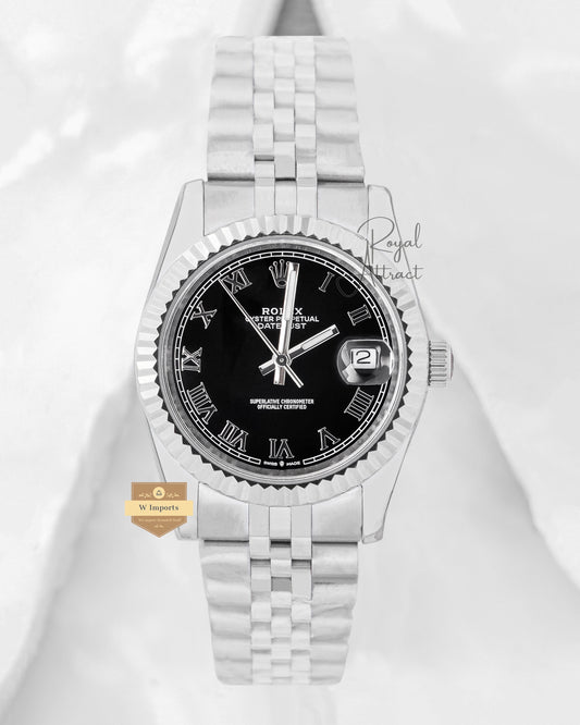 Latest Collection 36 Silver With Black Dial Fluted Bezel Automatic Watch ZR Factory