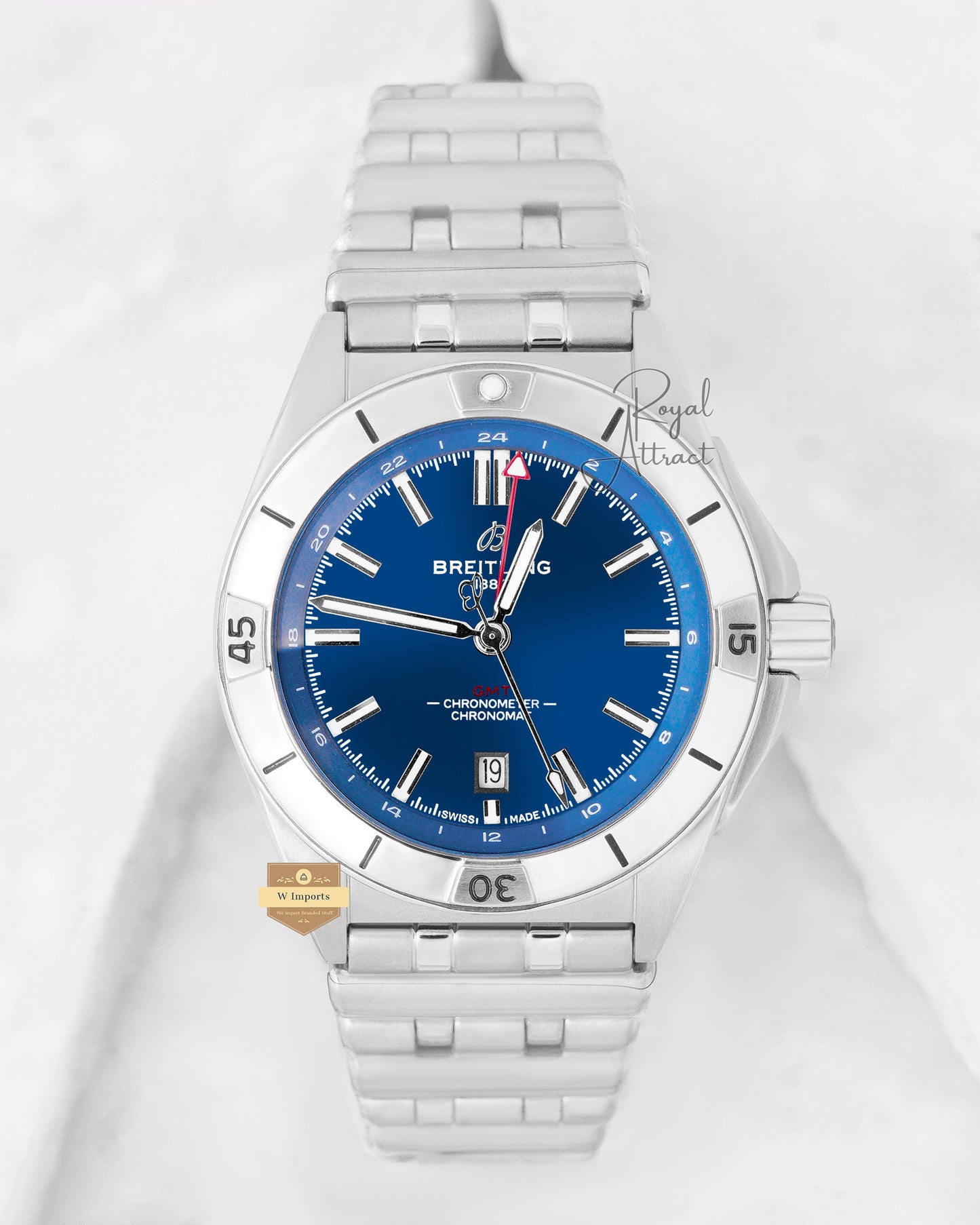 Latest Collection Gmt Silver With Blue Dial Automatic Chain Watch