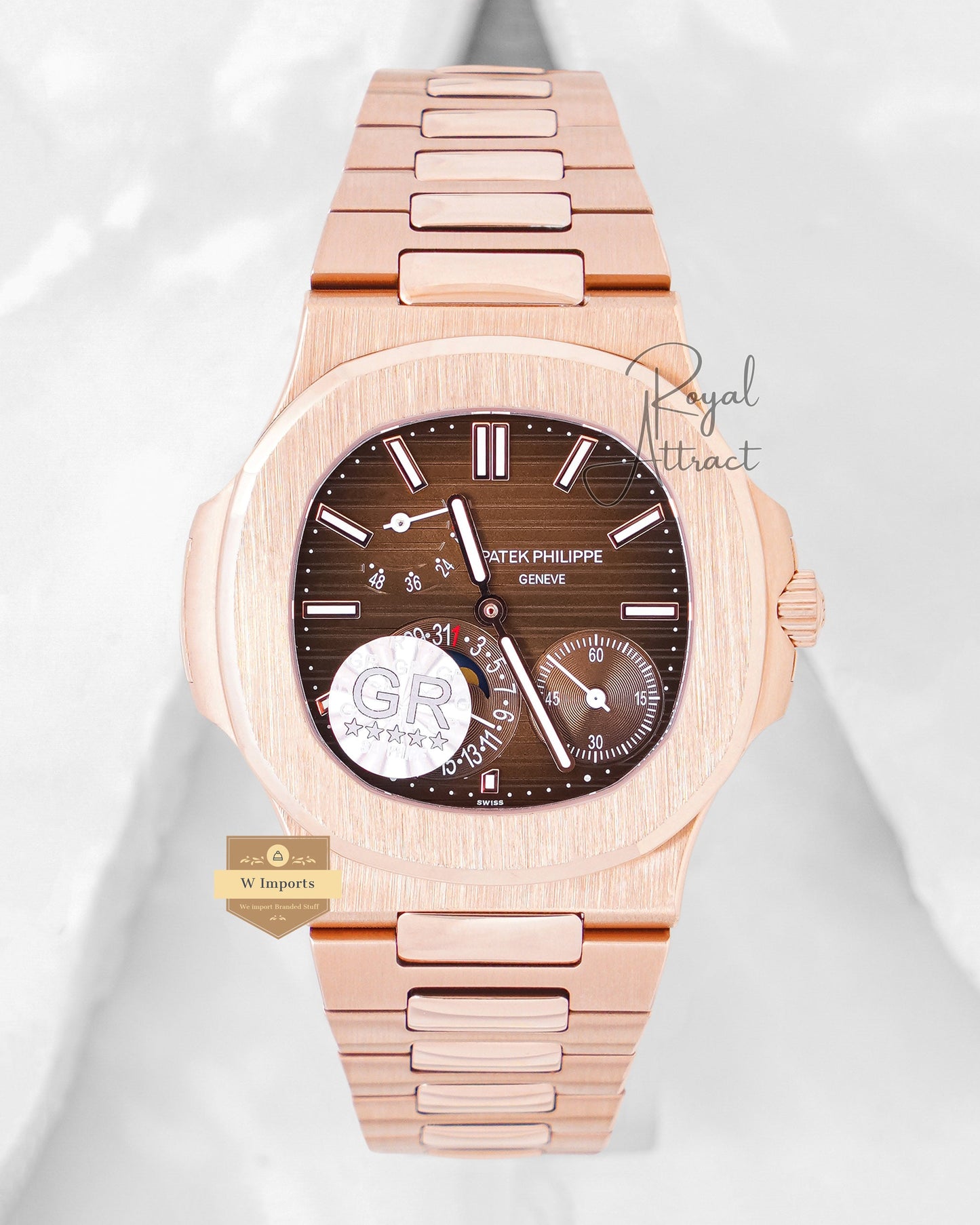 Premium Collection Chronograph Moon Phase Rose Gold With Brown Dial Automatic Watch