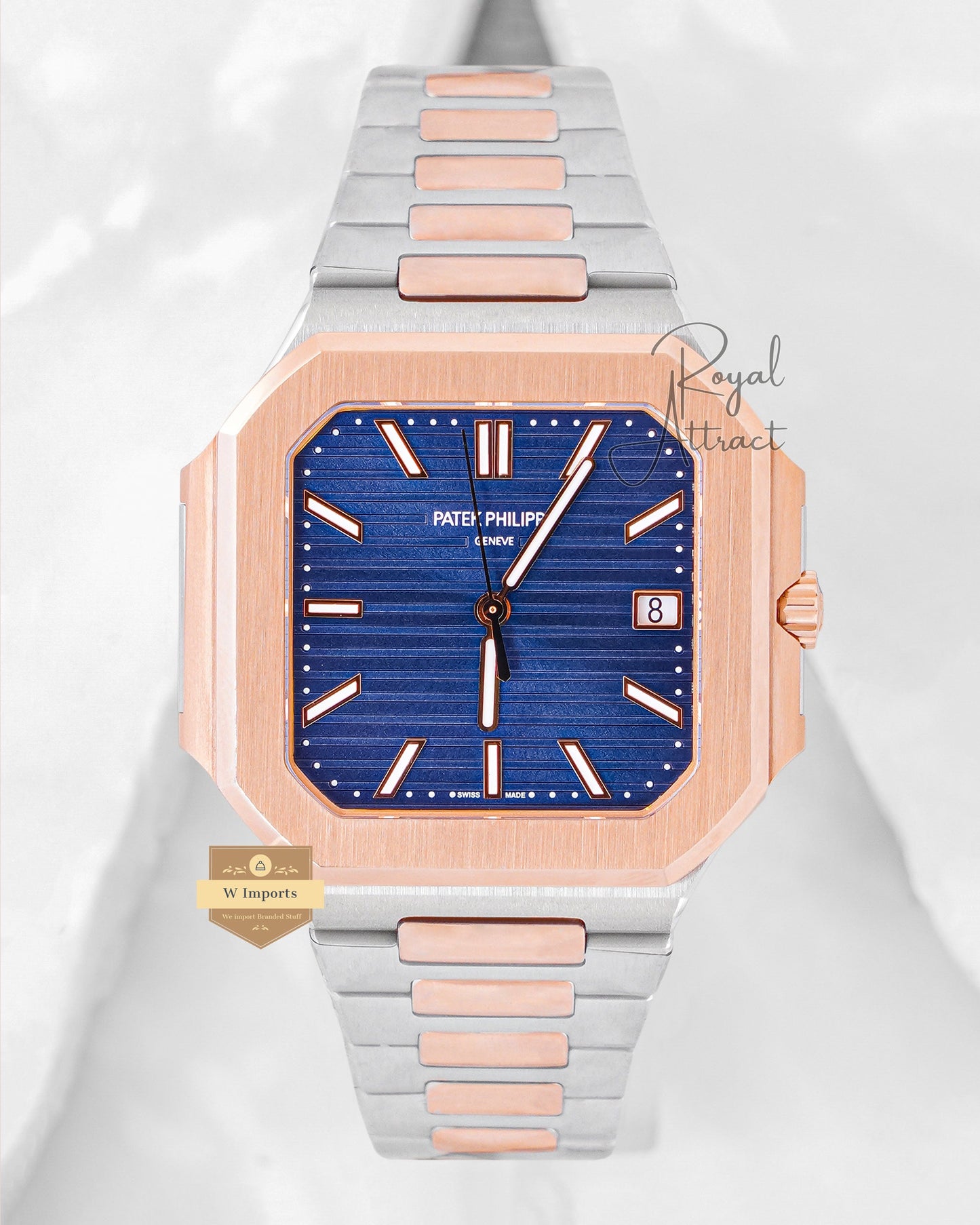 Premium Two Tone Rose Gold With Blue Dial Automatic Watch
