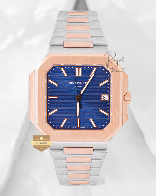 Premium Two Tone Rose Gold With Blue Dial Automatic Watch