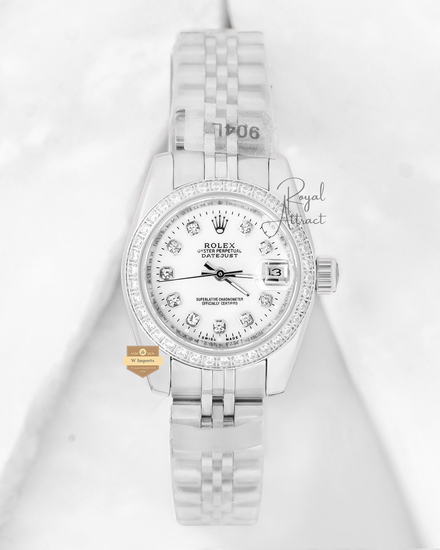 Latest Ladies Collection 28 All Silver With Dial Stone Bezel Automatic Watch Zr Factory