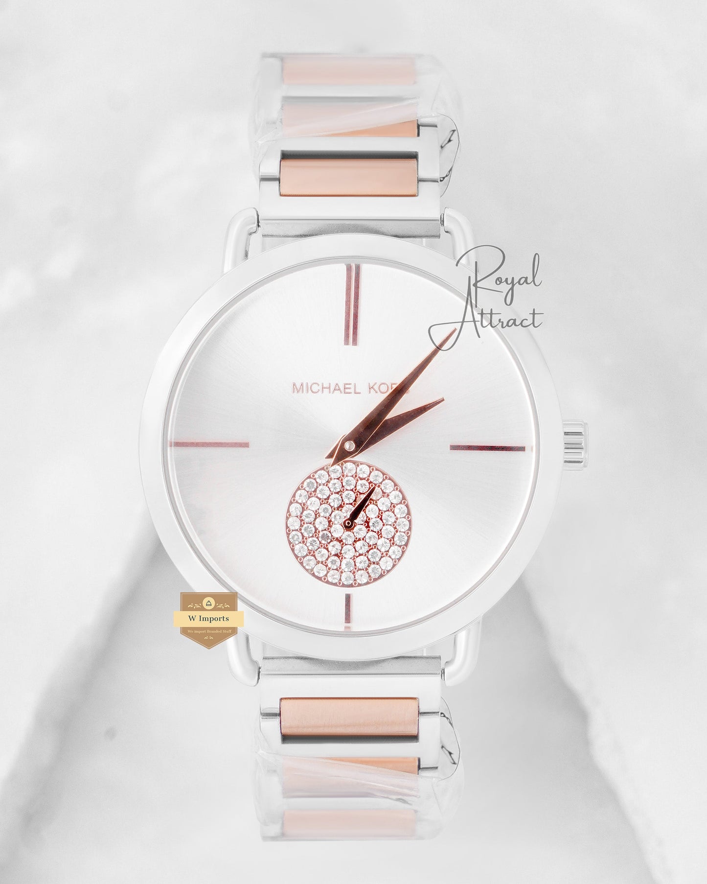 Latest Collection Down Second Two Tone Rose Gold With Silver Dial Chain Watch