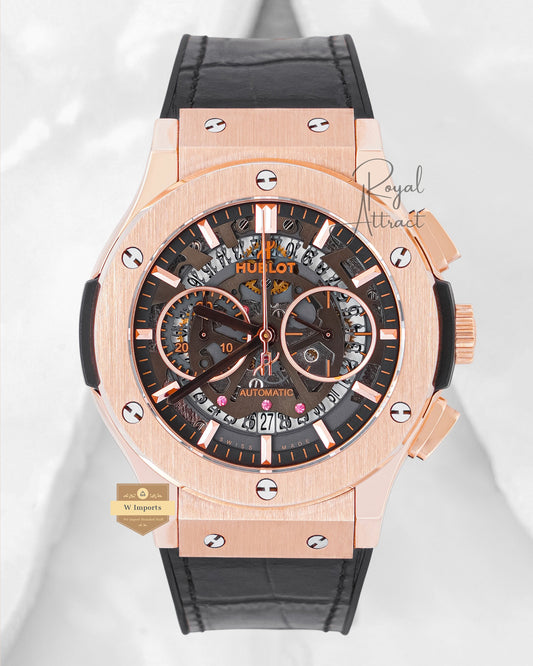 Premium Collection Chronograph Rose Gold Case With Skeleton Dial Automatic Watch