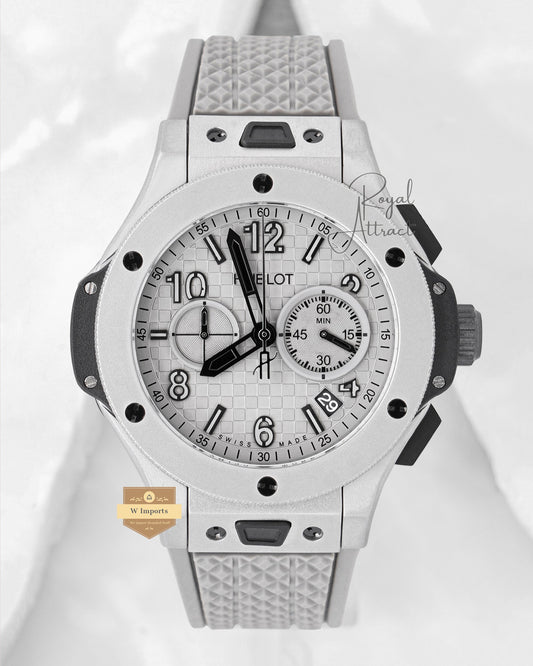 Premium Collection Chronograph Matt Case With Gray Dial And Strap Watch