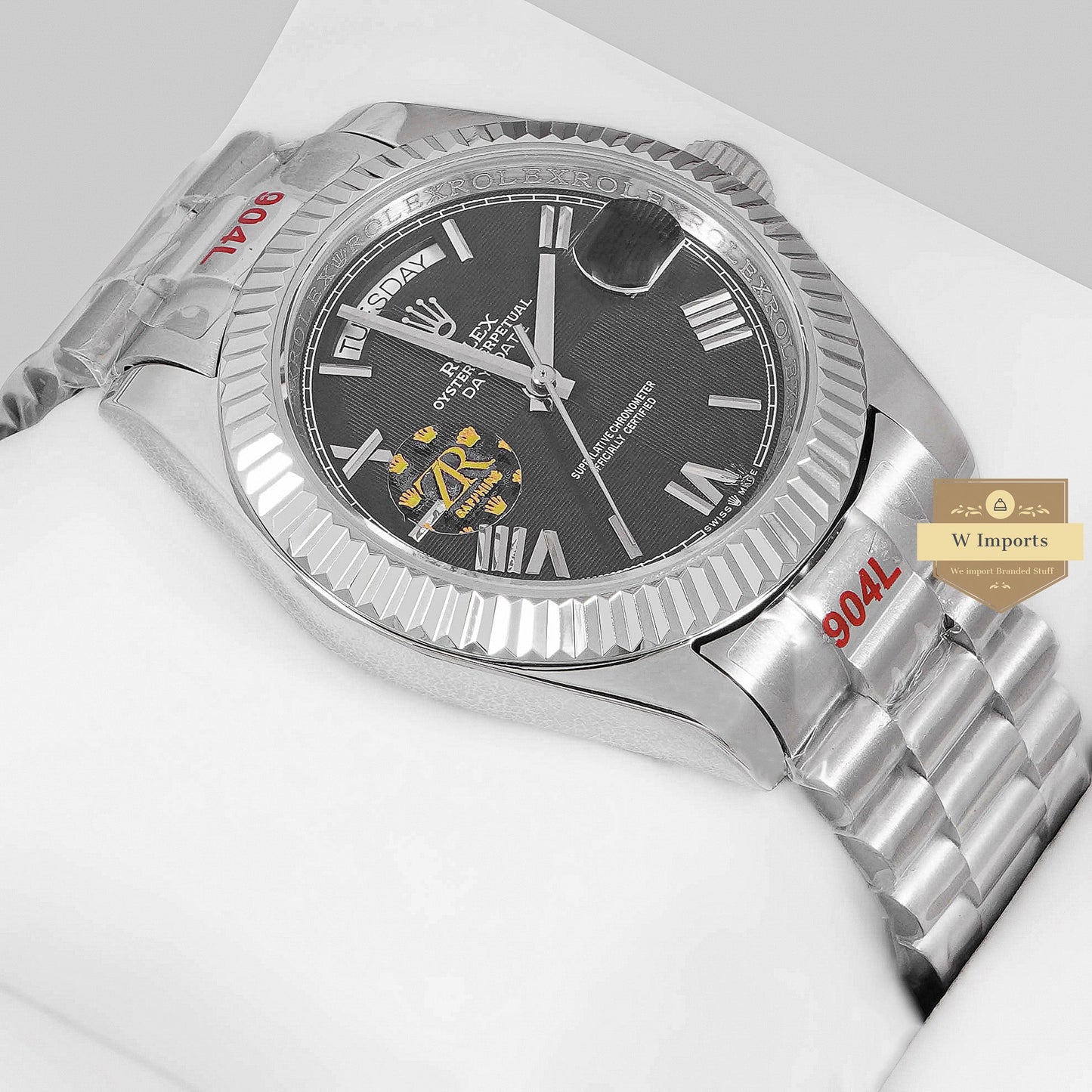 LATEST COLLECTION 40 SILVER CHAIN WITH BLACK DIAL AUTOMATIC WATCH ZR FACTORY