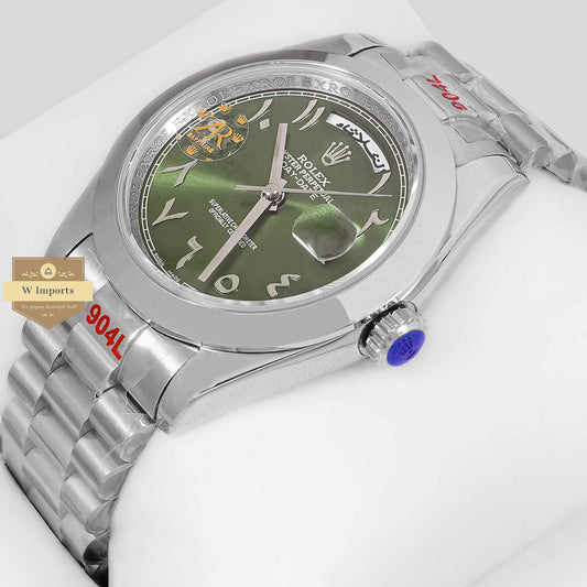 LATEST COLLECTION 40 SILVER WITH GREEN ARABIC DIAL AUTOMATIC WATCH ZR FACTORY