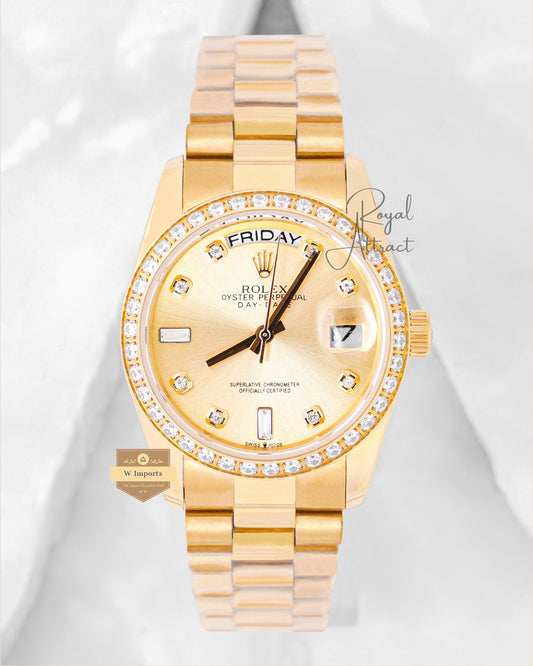 Latest Collection 36 All Yellow Gold With Dial Stone Bezel Automatic Watch V3 Factory