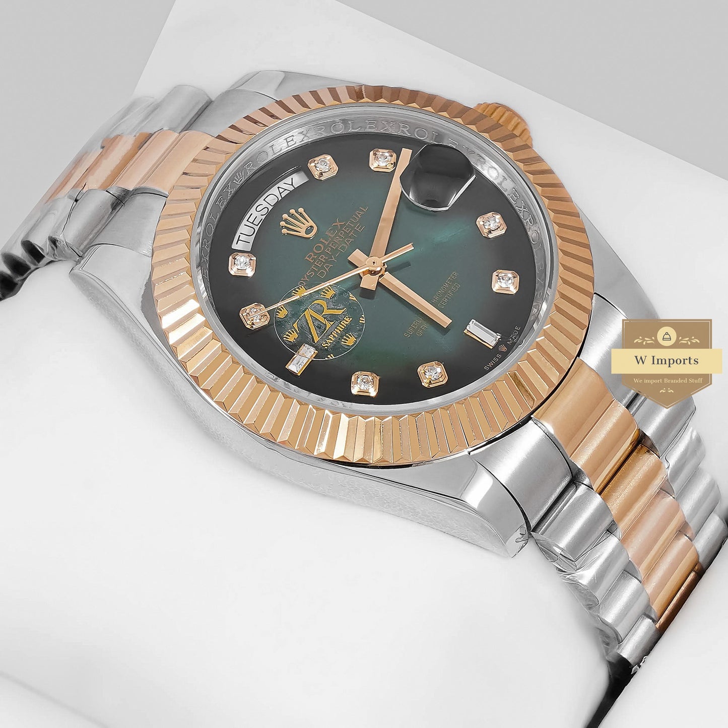 LATEST COLLECTION 40 TWO TONE YELLOW GOLD WITH GREEN DIAL ZR FACTORY