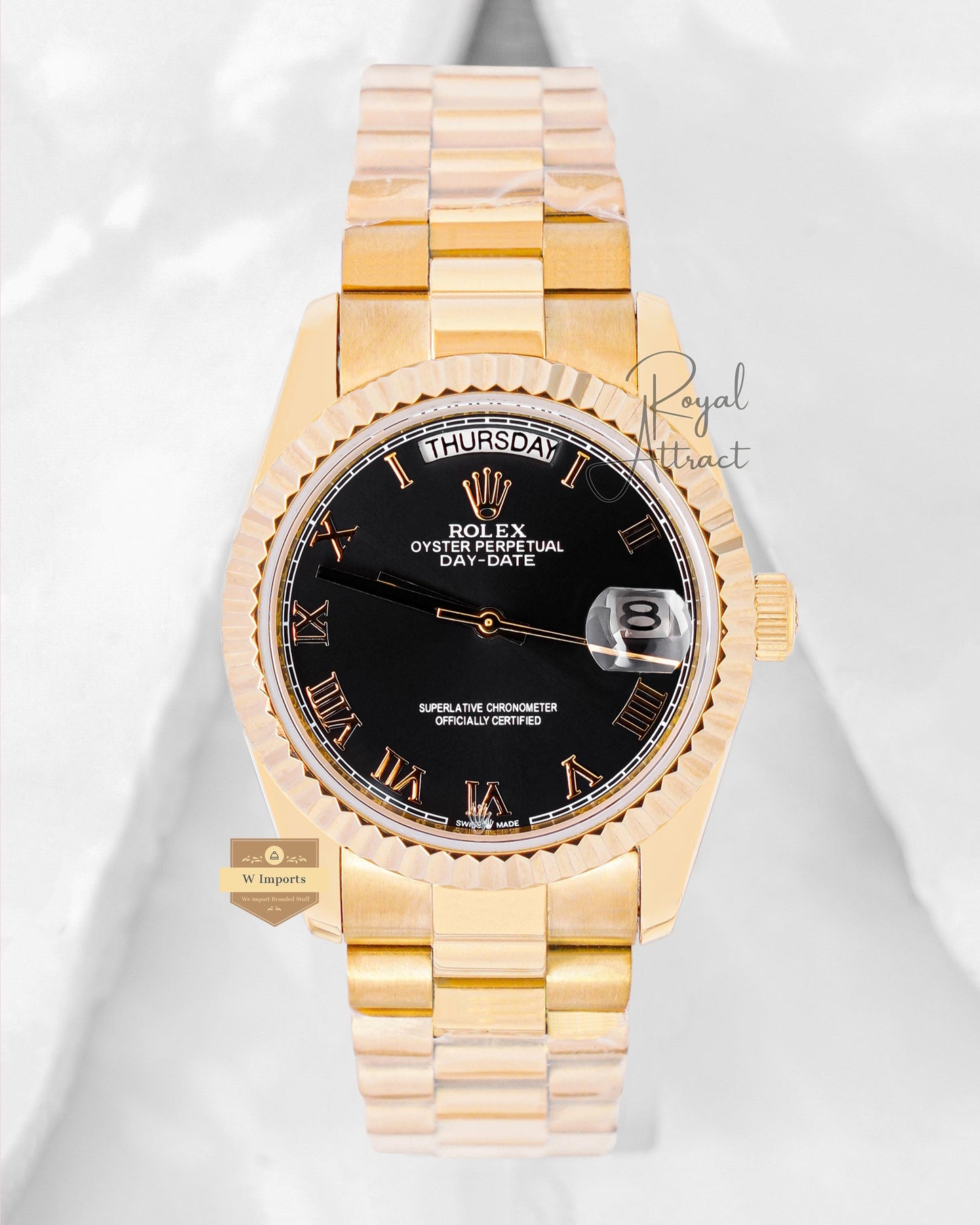 Latest Collection 36 Yellow Gold With Black Dial Automatic Watch V3 Factory