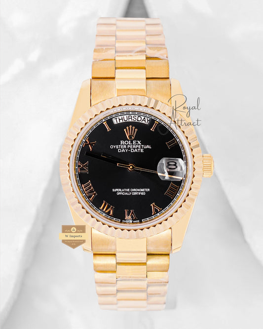 Latest Collection 36 Yellow Gold With Black Dial Automatic Watch V3 Factory