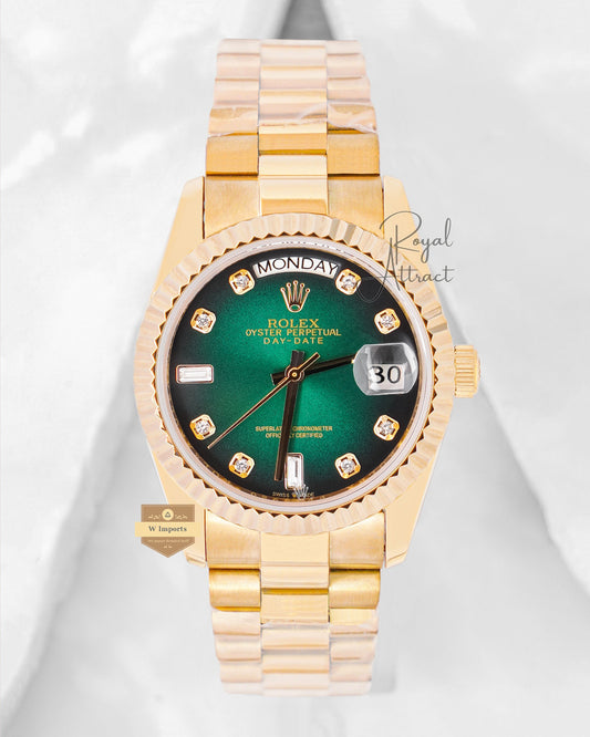 Latest Collection 36 Yellow Gold With Green Dial Automatic Watch V3 Factory