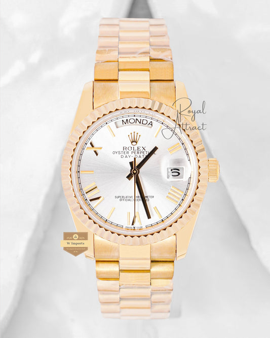 Latest Collection 36 Yellow Gold With Silver Dial Automatic Watch V3 Factory