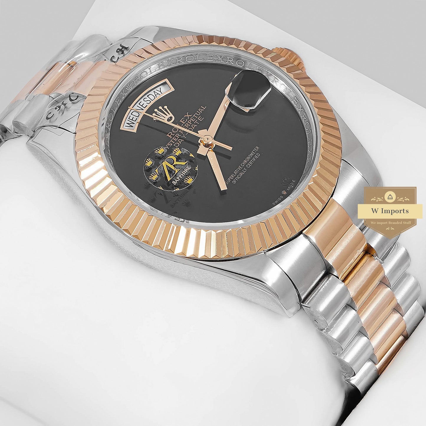 LATEST COLLECTION 40 TWO TONE YELLOW GOLD WITH PLAIN BLACK DIAL AUTOMATIC WATCH ZR FACTORY