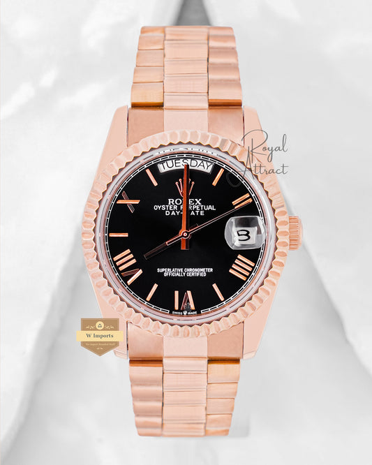 Latest Collection 36 Rose Gold With Black Dial Automatic Watch V3 Factory