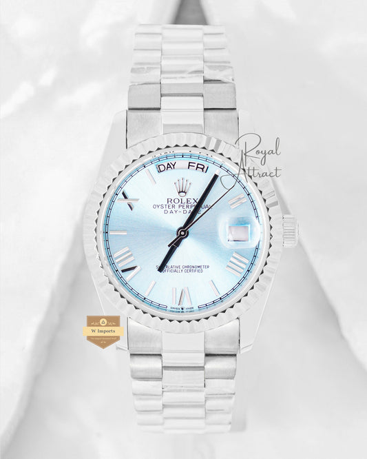 Latest Collection 36 Silver With Sky Blue Dial Automatic Watch V3 Factory