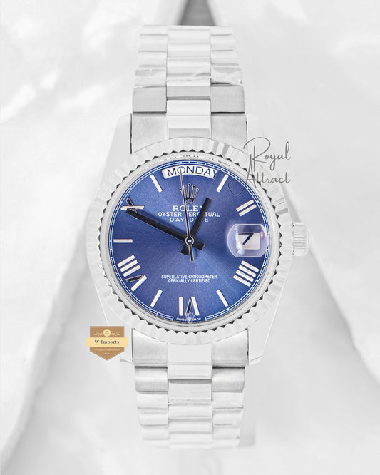 Latest Collection 36 Silver With Blue Dial Automatic Watch V3 Factory